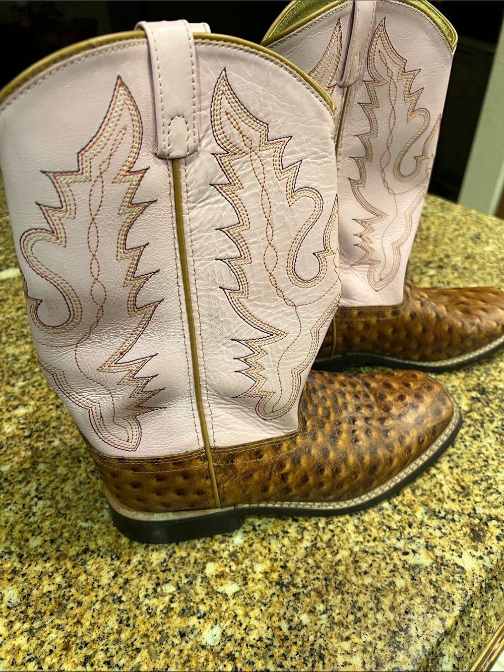 Women’s Two-Tone Pink and Brown Western Heeled Boots